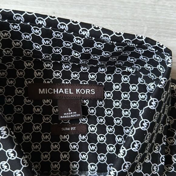 MICHAEL KORS SLIM FIT STRETCH MEN LONG‎ SLEEVE DRESS SHIRT SZ L NWOT - Picture 3 of 3